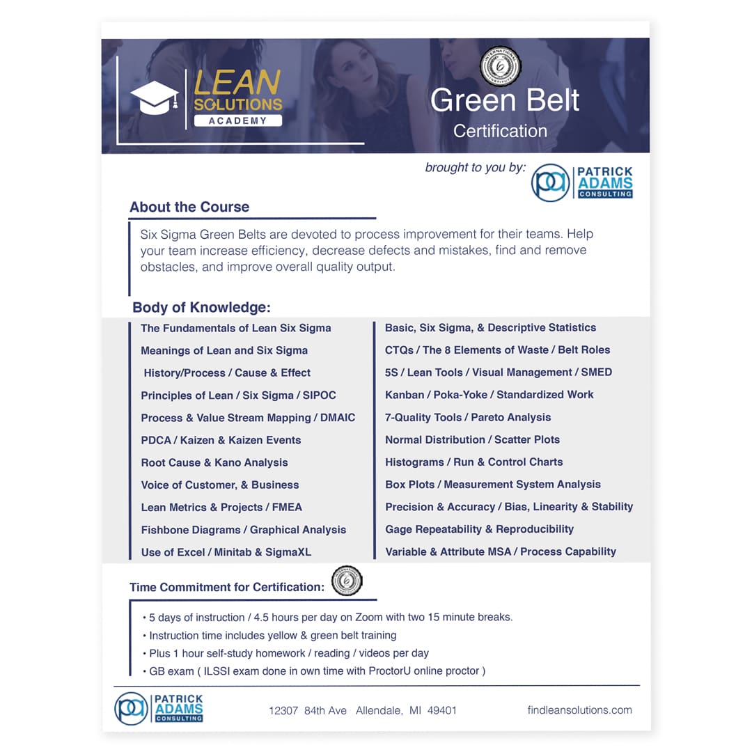 Green Belt Certification - Instructor-Led Online